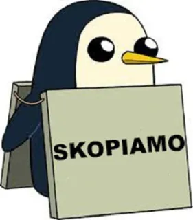 🐧 eee416db SKOPIAMO penguin, cartoon, text, sign, bird telegram sticker