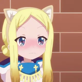 😠 821b4756 gadis anime, telinga kucing, rambut pirang, merona, imut, karakter anime whatsapp sticker