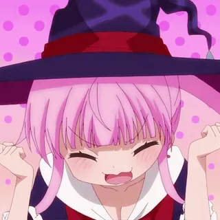 🤩 e9ffa545 anime, penyihir, rambut merah muda, imut, kartun whatsapp sticker