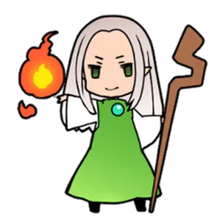🔥 09594eea mago, magia, mago, fantasia, elfo, chibi, desenho animado telegram sticker