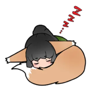 😴 32b07294 ZZZZ dormindo, raposa, animal, menina, fofo, desenho animado telegram sticker