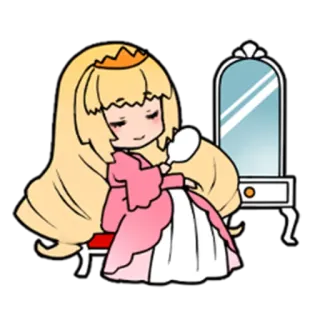 👸 55f3b5be princesa, coroa, espelho, vestido, desenho animado, bonito, vaidade telegram sticker