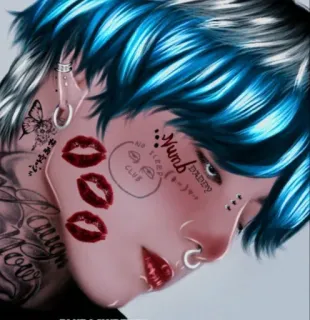 👽 54a99018 Numb Daddy タトゥー, 唇, アート, 顔, 鼻, 耳 telegram sticker