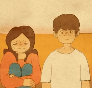 😘 9f4ad4be tristeza, emocional, desenho animado, casal, relacionamento, solidão, luto telegram sticker