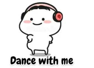 💃 b2b3336b Dance with me tari, kartun, imut, headphone, bahagia telegram sticker