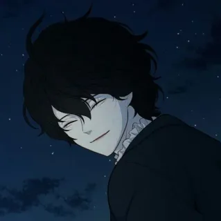 🛐 1d8cfbe2 アニメ, イラスト, キャラクター, 漫画, 黒髪, 夜 telegram sticker