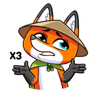 🤷‍♀️ 3a0f103c x3 лиса, животное, мультфильм, эмодзи, выражение, шляпа telegram sticker