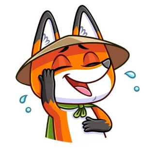 😂 5fcc00f8 лиса, животное, мультфильм, шляпа, смех, счастливый, радостный, эмодзи telegram sticker