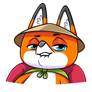 ☺️ 7ba69989 лиса, животное, мультфильм, шляпа, антропоморфный telegram sticker