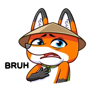 🤨 ad269862 BRUH лиса, коническая шляпа, бро, выражение, мультфильм, стикер telegram sticker