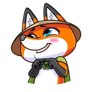 ☺️ beadac44 лиса, животное, шляпа, милый, мультяшный, улыбающийся, пушистый telegram sticker