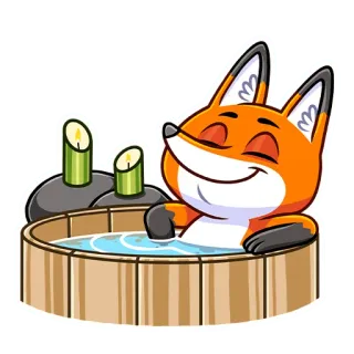 ☺️ e10d7883 лиса, джакузи, релаксация, животное, мультфильм, спа telegram sticker