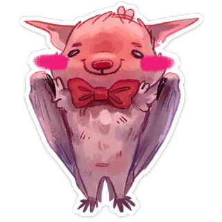☺️ 3aad0110 박쥐, 동물, 귀여운, 만화, 나비넥타이, 스티커 telegram sticker
