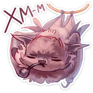 🤔 8be102c1 XM-M 박쥐, 동물, 귀여운, 매달린, 만화, 자는, 스티커 telegram sticker