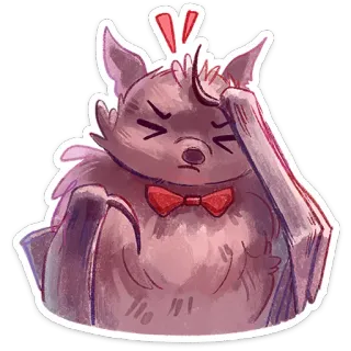 🤦‍♂️ 990321df 박쥐, 동물, 귀여운, 일러스트, 만화, 나비넥타이, 당황 telegram sticker