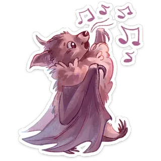 🎶 bf50f2ed bat, music, animal, cute, cartoon, sticker whatsapp sticker