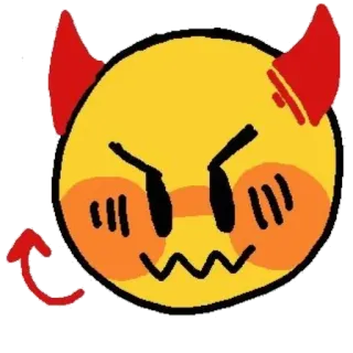 😈 ca3f9d9d дьявол, эмодзи, милый, мультфильм, стикер, красный, желтый, рога, хвост telegram sticker