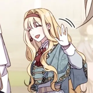 🍡 5d871f01 漫画, 金髪, 手を振る, 女性, 女性, アニメ telegram sticker