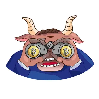 👀 9b39d092 toro, bitcoin, cripto, criptomoneda, binoculares, mercado, inversión, finanzas telegram sticker