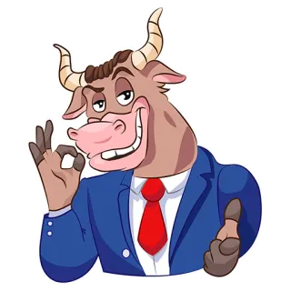 👌 c6b60404 Toro, Traje, Dibujo animado, Animal, Gesto OK, Personaje telegram sticker