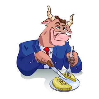 🍕 ef56b2ba toro, dibujos animados, negocios, finanzas, dinero, bistec, cena, animal telegram sticker
