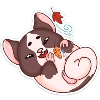 🍂 edd80270 hamster, mignon, animal, dessin animé, automne, feuille, vent telegram sticker