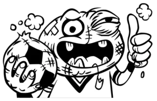 ⚽️ 6223bddb zombie, fútbol, pulgar arriba, dibujos animados, monstruo, pegatina telegram sticker