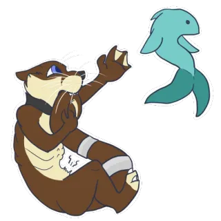 🐠 7f995ad6 nutria, pez, dibujo animado, animal, lindo, nadando telegram sticker