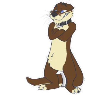😏 970d8b12 nutria, animal, peludo, dibujos animados, antropomórfico, collar, presumido telegram sticker