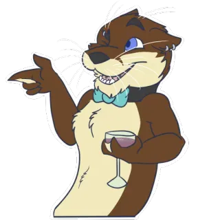 🍷 c55df74d nutria, dibujos animados, animal, personaje, vino, pajarita, peludo telegram sticker