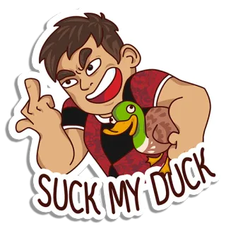 🖕 dea8e4ef SUCK MY DUCK средний палец, обидный, утка, мультфильм, вульгарный, грубый telegram sticker