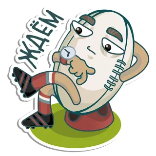 🏉 ac365a15 ЖЖЁМ 橄榄球, 球, 卡通, 等待, 烦躁, 手表, 鞋子 telegram sticker