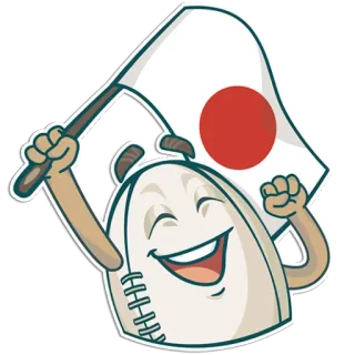 🇯🇵 d6fc6fcf 棒球, 日本, 旗帜, 吉祥物, 运动, 卡通, 日本国旗 telegram sticker