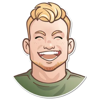 🤣 3ea81795 pria, tersenyum, pirang, kartun, potret, bahagia whatsapp sticker