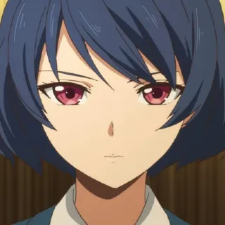 ➖ 86be3d67 Anime, Mädchen, Porträt, blaue Haare, rote Augen, Schuluniform telegram sticker