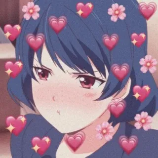 ➖ f8bbbb58 Anime, Cartoon, Mädchen, Herzen, Blumen, Süß, Aufkleber telegram sticker