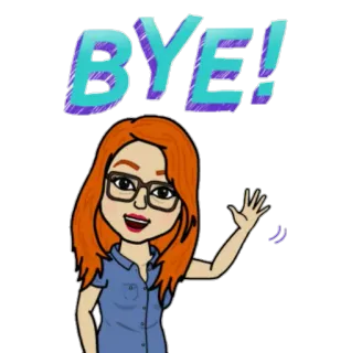 👋 1761c1fb BYE! au revoir, salut de la main, dessin animé, femme, bitmoji, adieu telegram sticker