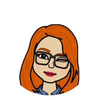 😉 6a7146de Bitmoji, dessin animé, avatar, femme, lunettes telegram sticker