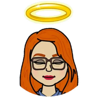 👼 7d81d964 dessin animé, femme, auréole, lunettes, cheveux roux, ange telegram sticker