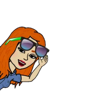 🕶 9b34aa67 femme, lunettes de soleil, avatar, dessin animé, souriant, cheveux roux telegram sticker