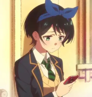 😕 49b70dcf Anime, Chica, Uniforme escolar, Teléfono, Triste, Manga whatsapp sticker