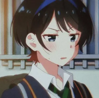 😒 d614def9 Ruka Sarashina Rent-A-Girlfriend Anime, Chica, Linda, Personaje, Uniforme escolar, Expresión whatsapp sticker