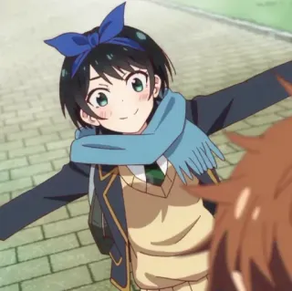 🍧 22a8be3c Chizuru Ichinose Rent-A-Girlfriend Anime, Mädchen, Schal, Schleife, Süß, Schuluniform telegram sticker