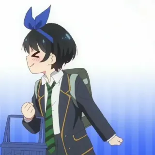 🍧 7c27fddc Ruka Sarashina Rent-A-Girlfriend Anime, Schuluniform, Mädchen, süß, Rucksack, fröhlich, Krawatte telegram sticker