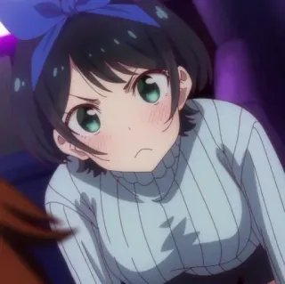 🍧 fd9c03cd Ruka Sarashina Rent-A-Girlfriend Anime, Mädchen, Süß, Portrait, Cartoon, Blaue Schleife telegram sticker