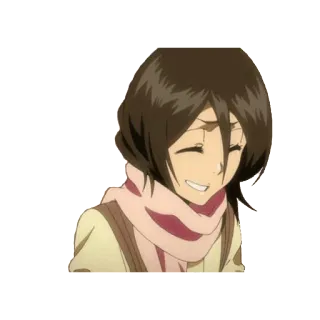 🙎 a4f0fb1d Rukia Kuchiki Bleach Anime, Bleach, Rukia, Rukia Kuchiki, Personaggio, sorridente, sciarpa whatsapp sticker
