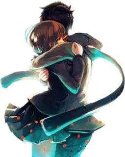 🖤 2de08494 애니메이션, 포옹, 커플, 사랑, 미술, 로맨스 telegram sticker