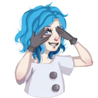 🙈 0b608a28 rambut biru, kartun, karakter, mata tertutup, sarung tangan, seni digital telegram sticker