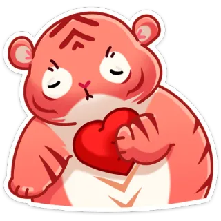 ❤️ 830d0a10 hổ, trái tim, tình yêu, động vật, hoạt hình, nhãn dán telegram sticker