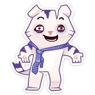 🍾 38051c84 gato de dibujos animados, corbata, gato de oficina, animal divertido, personaje telegram sticker